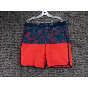 Helly Hansen Board Shorts Mens Large Blue Red Floral Print Belted Beach Surf